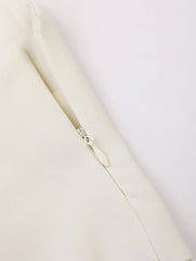 Pre Order: Beige O-neck Asymmetric Split Top