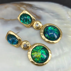 Vintage Turquoise Ancient Style 925 Silver Needle Earrings