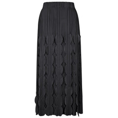 Solid Pleated High Waist Midi Skirt