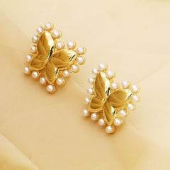 Pearl Butterfly Love Star Earrings