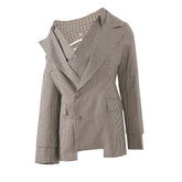 Plaid V-neck Off Shoulder Suit Jacket