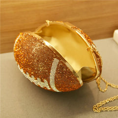 Rugby Ellipse Ball Rhinestone Clutch Bag