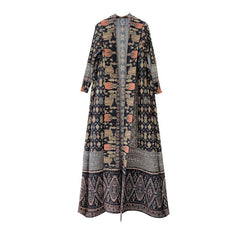 Printed Pleated Robe Coat