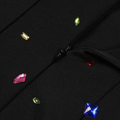 Pre Order: Black Diamond Beaded Maxi Bodycon Dress
