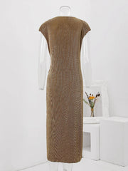 Metallic Slim Fit Pleated Dress