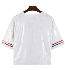 Pre Order: Baseball Football Sequin Jersey T-Shirt