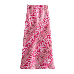 Silk Printed Casual Shirt + High Waist Midi Skirt