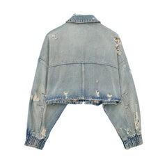 Vintage Ripped Crop Denim Jacket