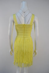 V-Neck Shoulder Strap Tassel Mini Dress