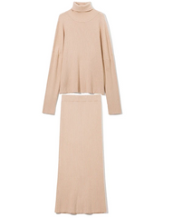 Solid Turtleneck Sweater + Skirt