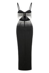 Diamond Tassel High Waist Slit Dress
