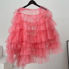 Multi-Layer Mesh Splicing Long Sleeved Top