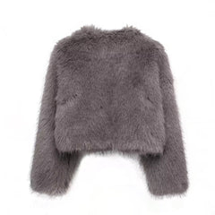 Gray Faux Fur Short Coat