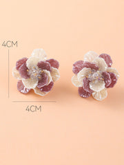 Exaggerated Resin Flower Bohemian Retro Earrings