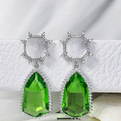 Geometric Teardrop Zircon Earrings