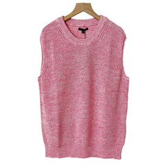 Round Neck Solid Knitted Ribbed Vest