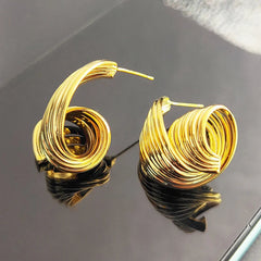 Pleated Metal Stud Earrings