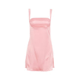 Square Neck Corset Satin Mini Dress