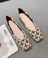 Beige Print Flat Feet Shoes Cotton Fabric New
