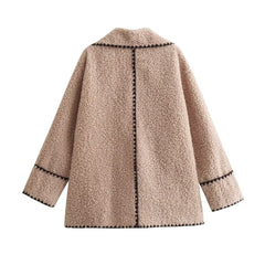 Stitching Loose Casual Wool Coat