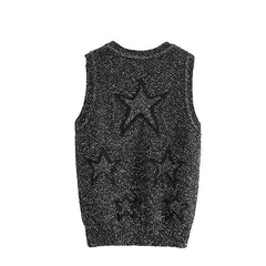 Sequin Star Round Neck Sleeveless Vest