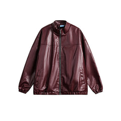 Vintage Stand Collar Leather Jacket