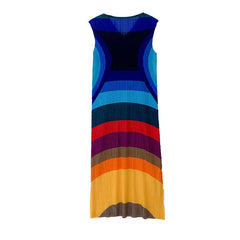 Pleated Color Blocking Slim Fit Vest Dress