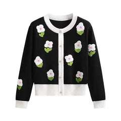 Vintage Flower Knitted Cardigan