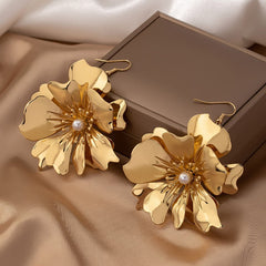 Retro Flower Petal Hook Earrings