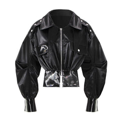 High Waist Cinched Motorcycle Jacket