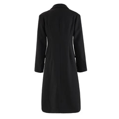 Solid Single Breasted Waist Closure Slim Long Suit Jacket