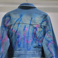 Graffiti on Denim Cropped Jacket