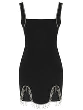 Pre Order: Black Rhinestone Tassel Mini Dress