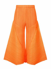 Pleated Wide Leg Elastic Waist Solid Casual Pants