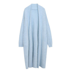 Knee-Length Faux Mink Fur Knit Cardigan