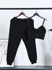 Pre Order: Black Crop Top High Waist Pants Set