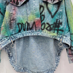 Graffiti on Denim Long Back Jacket