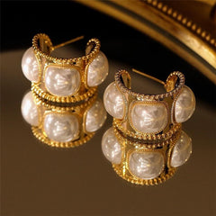 Elegant Pearl Hoop Earrings