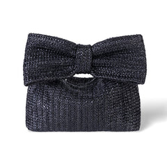 Pre Order: Bow Knot Grass Woven Small Handbag