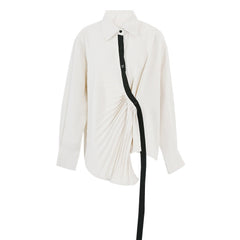 Pleated Irregular Long Sleeved Shirt