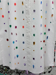 Diamond Inlaid Loose Fit Long Sleeved Shirt