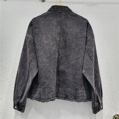 Hand Sewn Diamond Loose Denim Jacket
