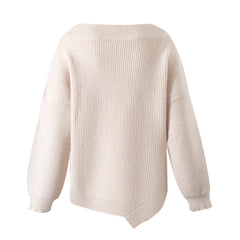 Loose Elastic Thread Irregular Knitting Sweater