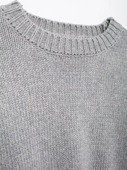 Gray Pleated Long Sleeve Knitted Sweater