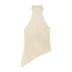 Solid Asymmetric Halter Top + Ruched Pants