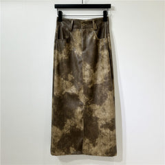 Tie Dye Leather Hip Hugging Skirt