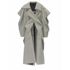 Irregular Loose Drawstring Waist Cinched Trench Coat