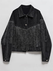 Vintage Loose Tassel Short Denim Jacket