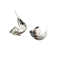 Pleated Metal Stud Earrings