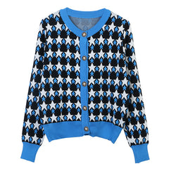 Casual Star Button Down Knitted Cardigan
